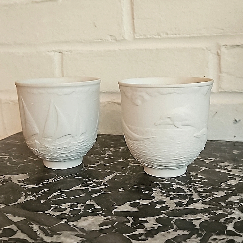 Lladro Daisa Nautical Cups 1997 Collectors Society Sailing The Seas & Dolphins